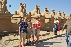 My Children and I at the Entrance to Karnak, near the Sphynx