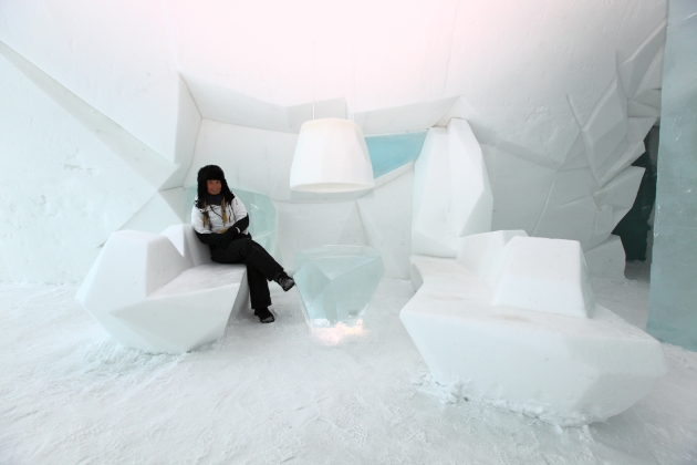 Me sat in the 'ICEHOTEL 23' Seating area. 